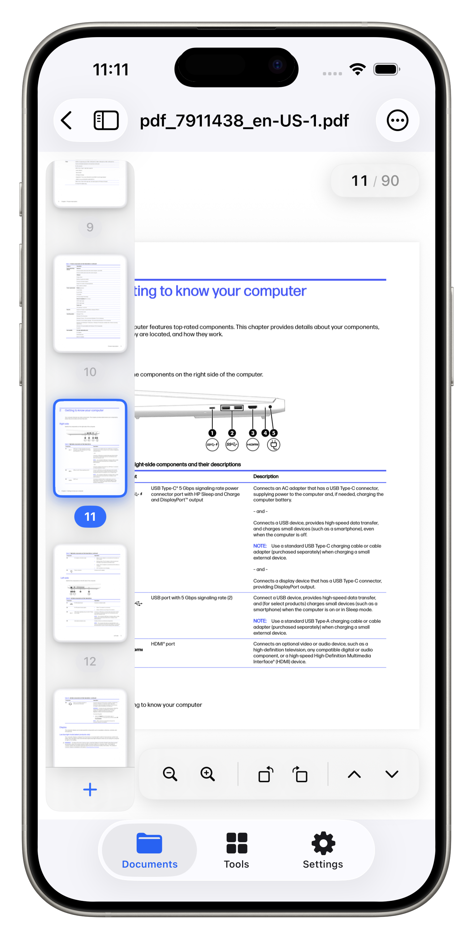 Advanced PDF Viewer with thumbnail sidebar