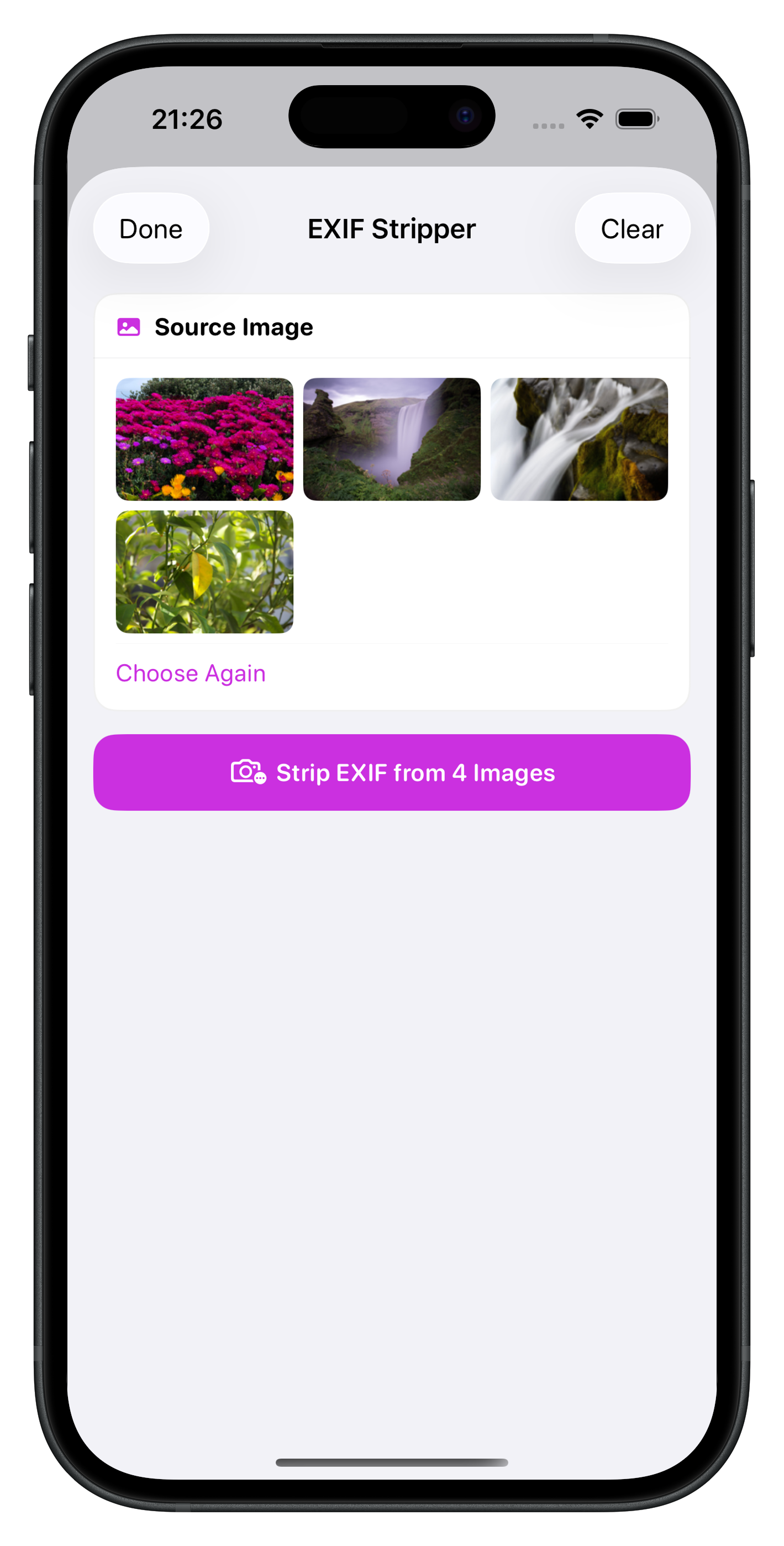 EXIF Stripper with multiple images selected ready to strip