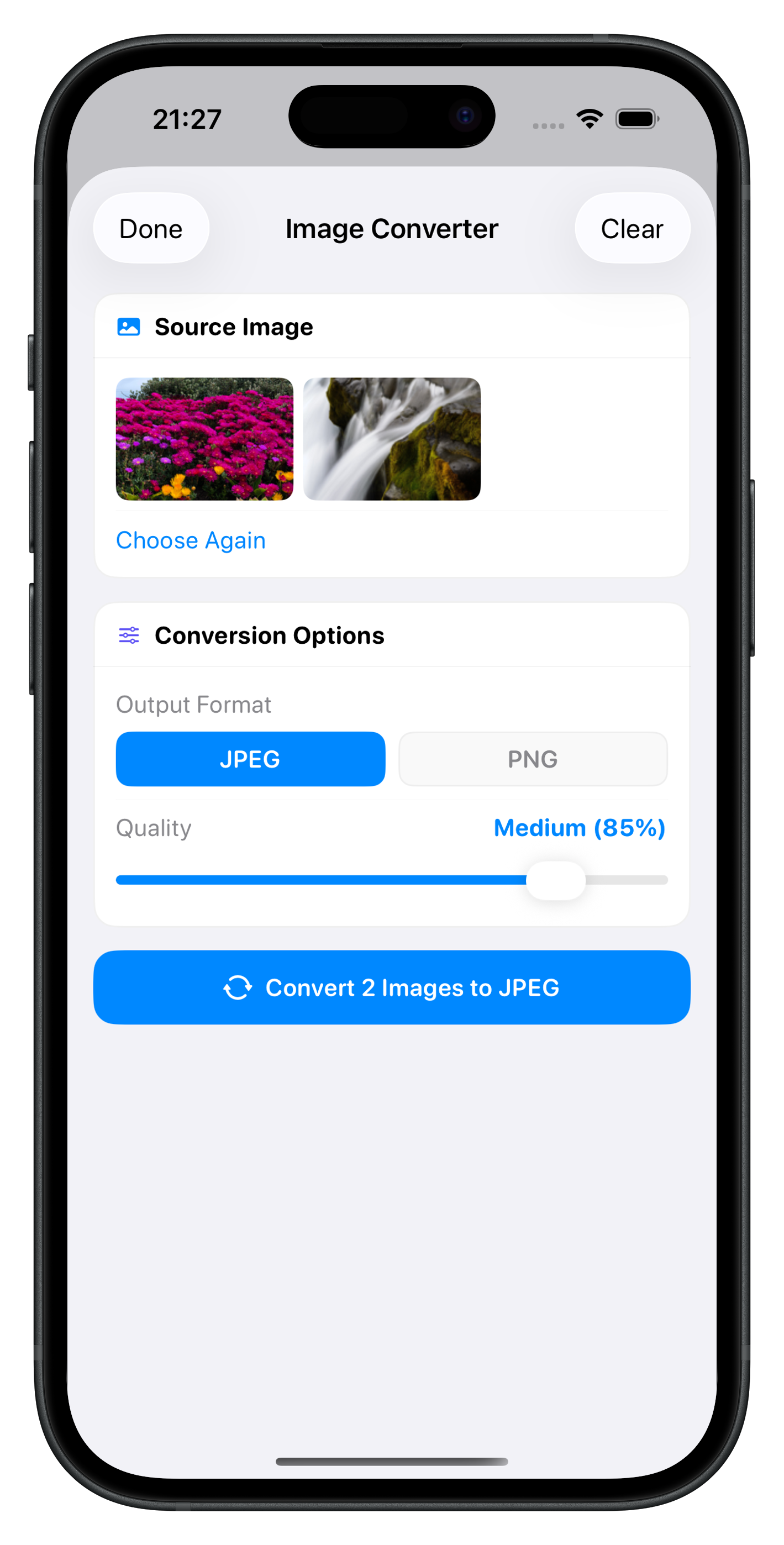 Image Converter with format and quality options